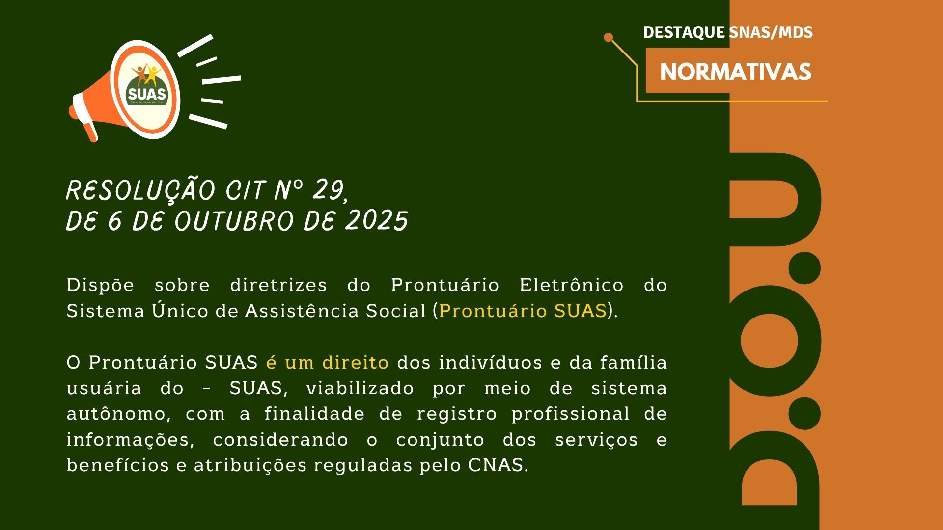 Publicada Resolução CIT Nº 29, de 6 de outubro de 2025 – Diretrizes do Prontuário SUAS